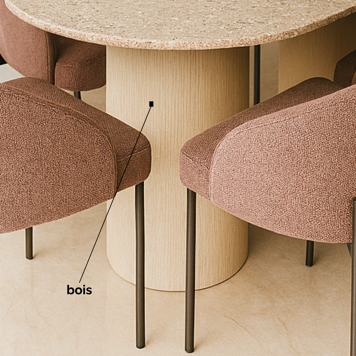 Table salle à manger en marbre avec 6 chaises