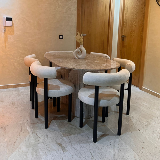 Table salle à manger en Travertin avec 6 chaises