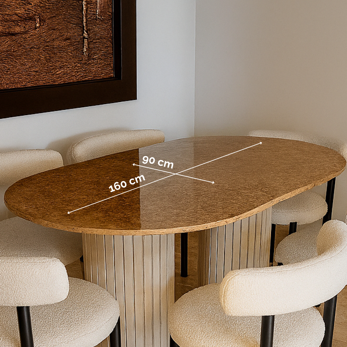 Table en travertin 160x90 cm avec 6 chaises