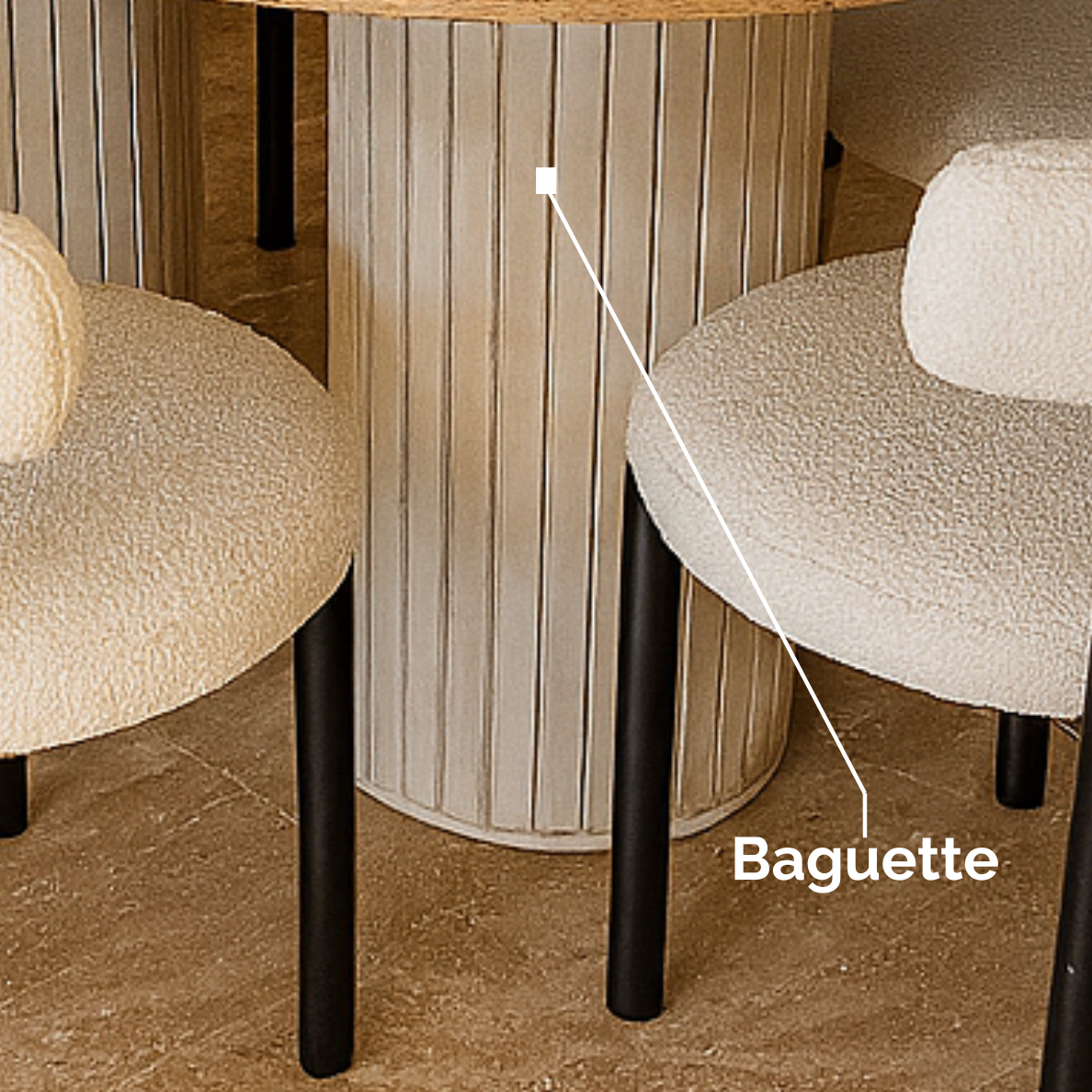 Table en travertin 160x90 cm avec 6 chaises