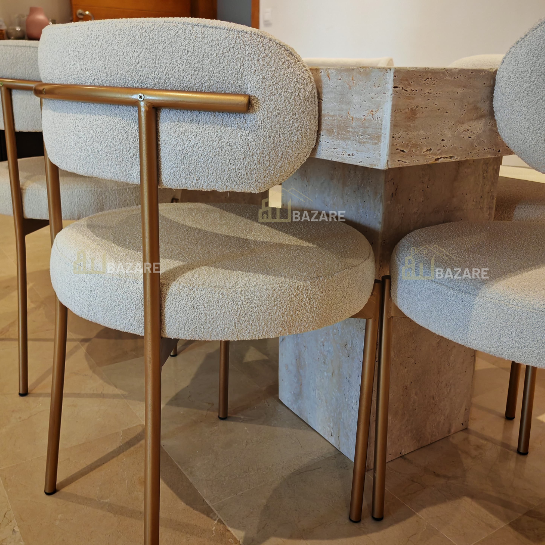 Table NARA en travertin avec 6 chaises de luxe