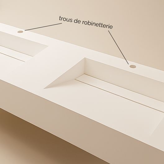 Double vasque en quartz 120 × 50 cm – Élégance sur mesure