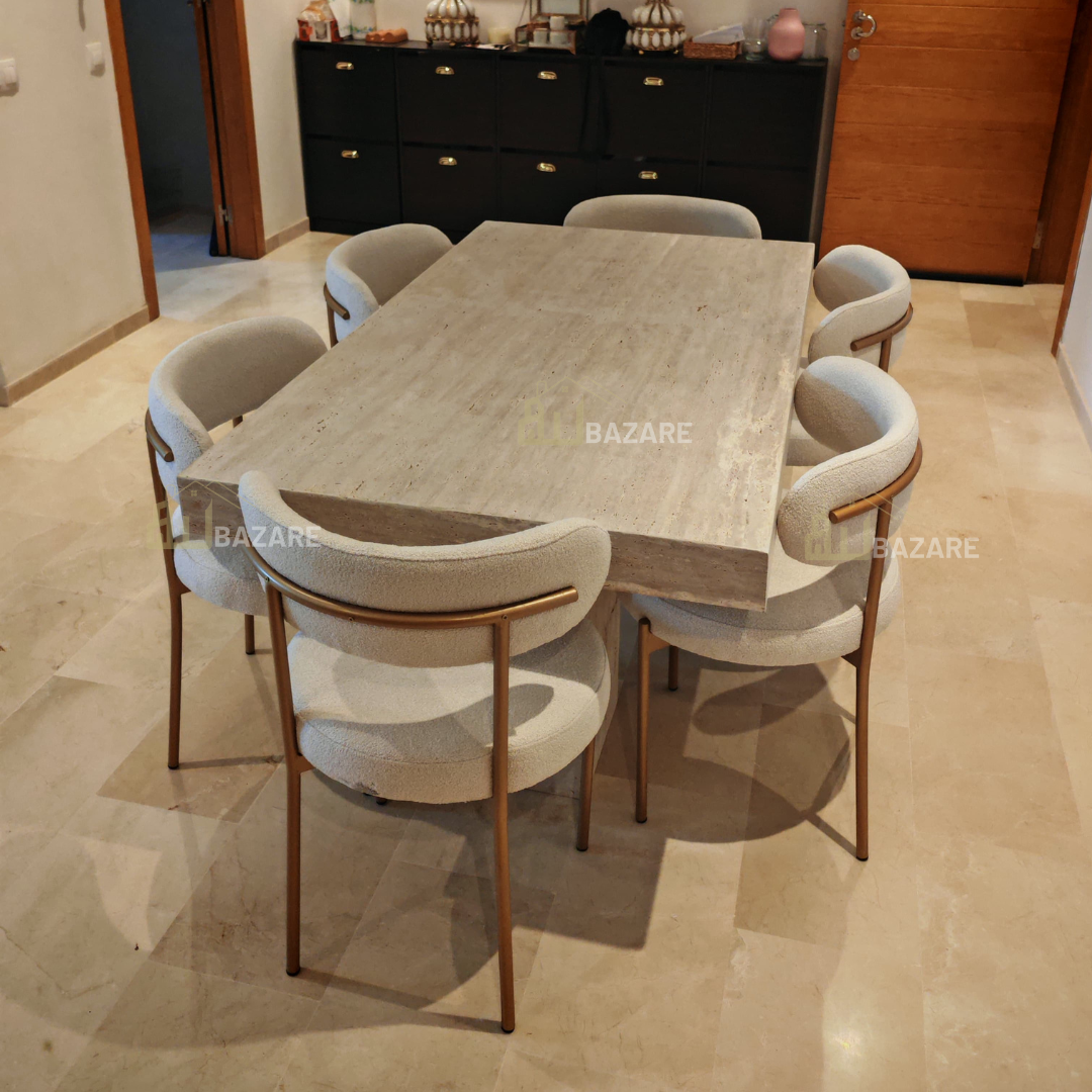 Table NARA en travertin avec 6 chaises de luxe