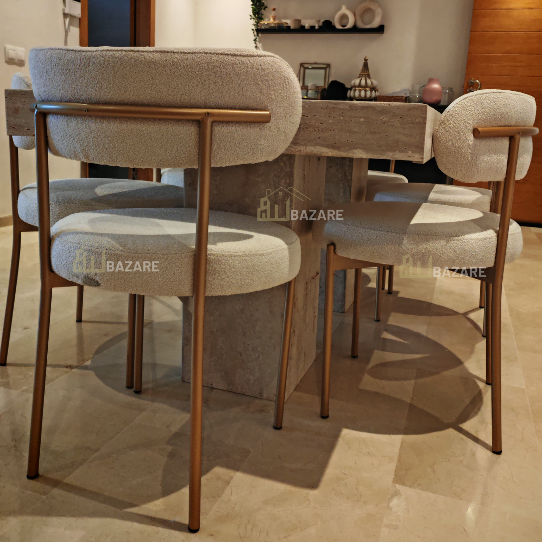 Table NARA en travertin avec 6 chaises de luxe