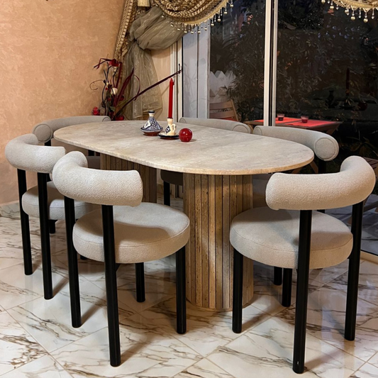 Table salle à manger en Travertin avec 6 chaises