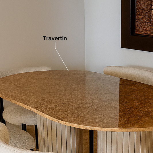 Table en travertin 160x90 cm avec 6 chaises