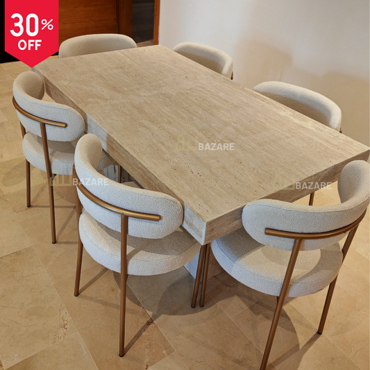 Table NARA en travertin avec 6 chaises de luxe