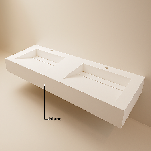 Double vasque en quartz 120 × 50 cm – Élégance sur mesure