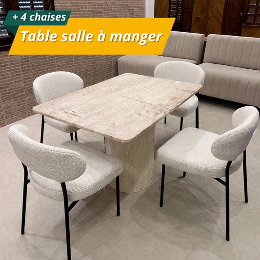 Table salle à manger en marbre avec 4 chaises