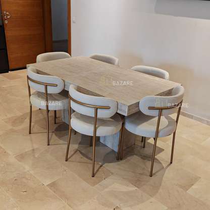 Table NARA en travertin avec 6 chaises de luxe