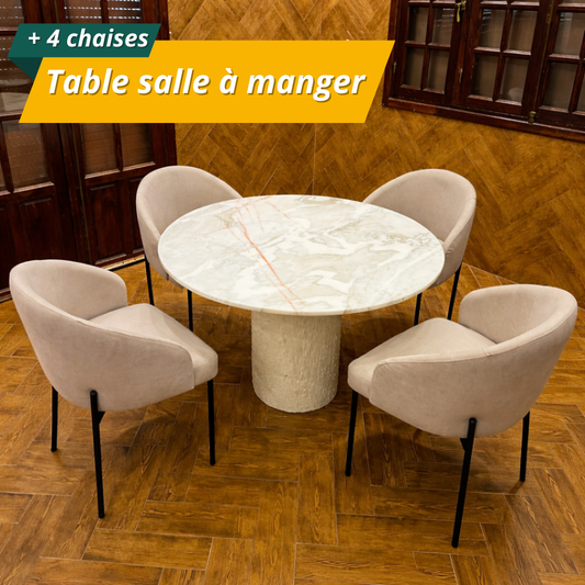 Table salle à manger en marbre avec 4 chaises