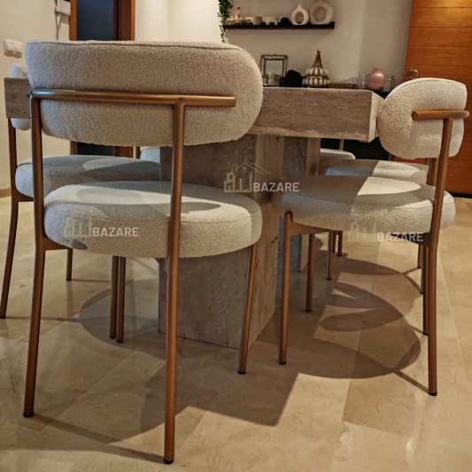 Table NARA en travertin avec 6 chaises de luxe