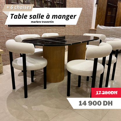 Table salle à manger en marbre avec 6 chaises