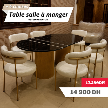 Table salle à manger en marbre avec 6 chaises
