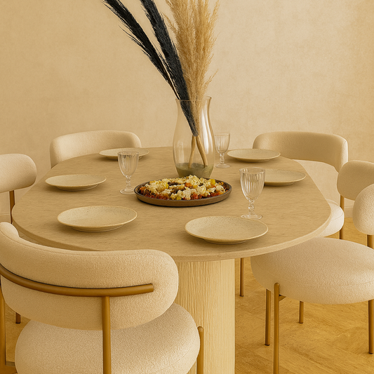 Table salle à manger en Travertin avec 6 chaises