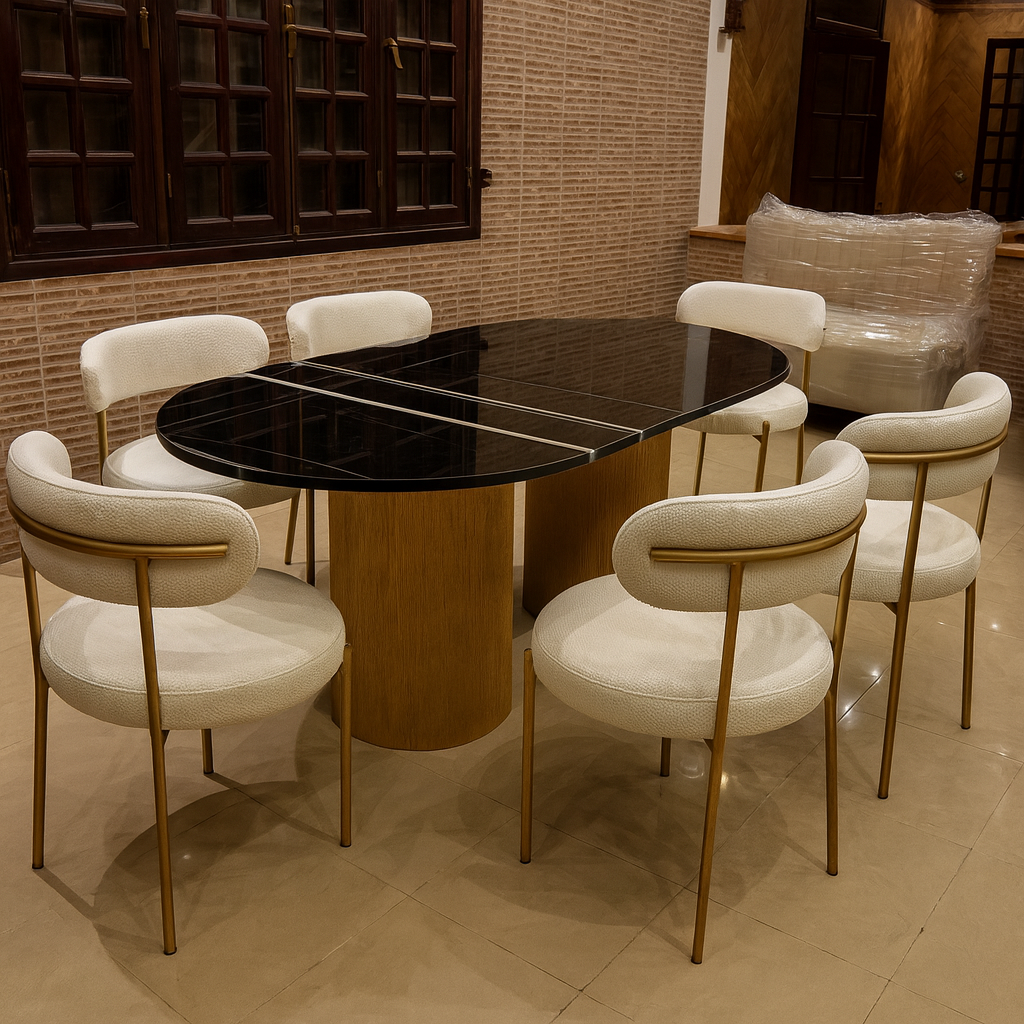 Table salle à manger en marbre avec 6 chaises