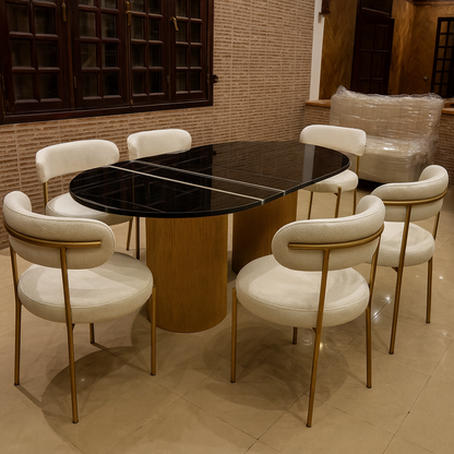 Table salle à manger en marbre avec 6 chaises