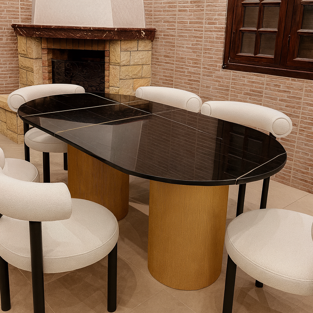 Table salle à manger en marbre avec 6 chaises