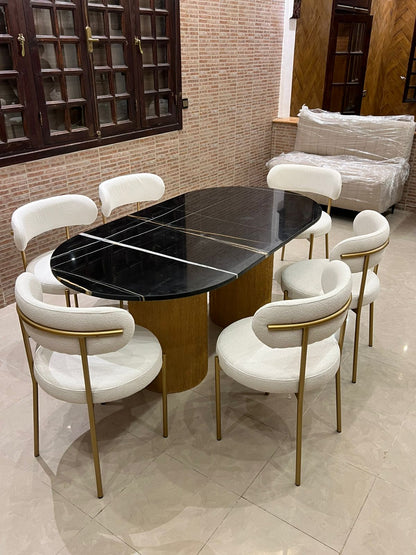 Table salle à manger en marbre avec 6 chaises