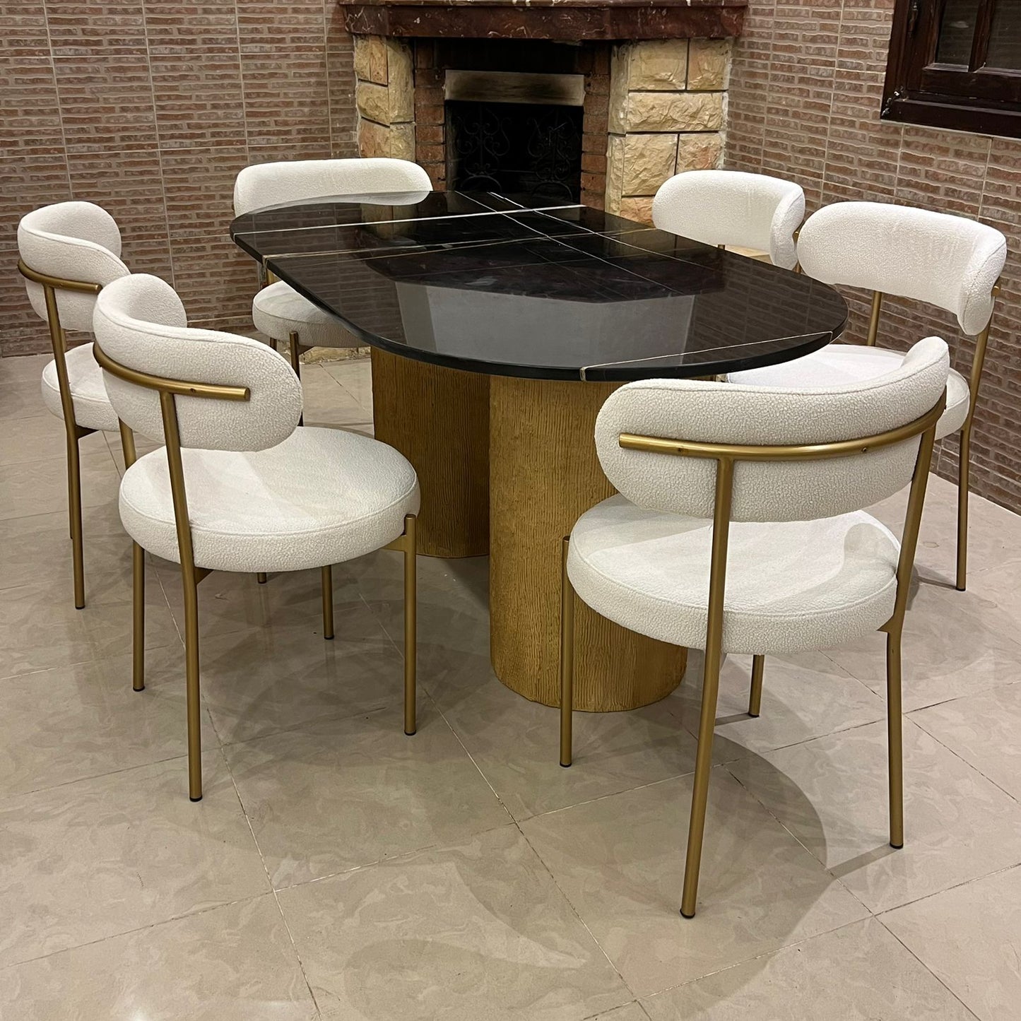 Table salle à manger en marbre avec 6 chaises