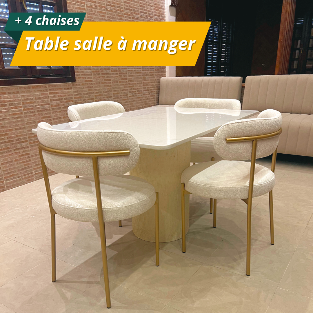 Table salle à manger en marbre avec 4 chaises