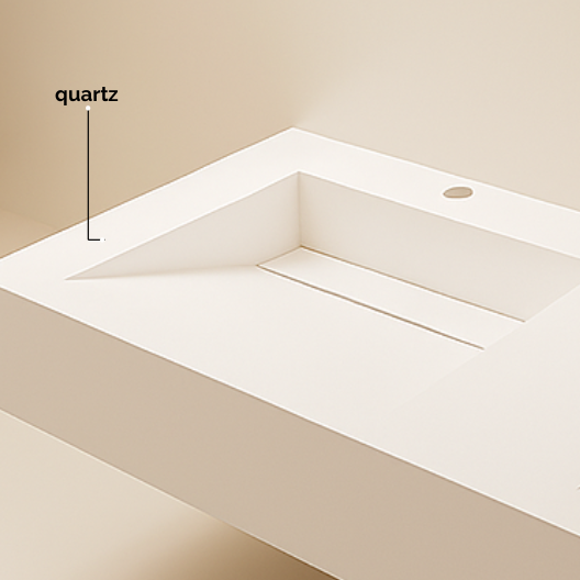 Double vasque en quartz 120 × 50 cm – Élégance sur mesure